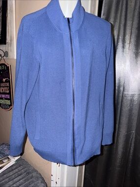 Men’s Coofandy Blue Zip-Front Knit Jacket size medium in like new condition